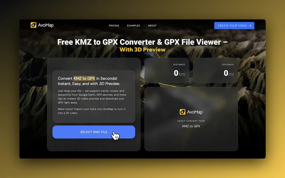 Free KMZ to GPX Converter with instant 3D Preview | AvoMap